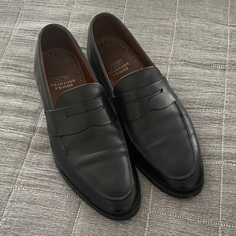 Brooks Brothers Black Leather Penny Loafers - Men’s Classic Slip-Ons